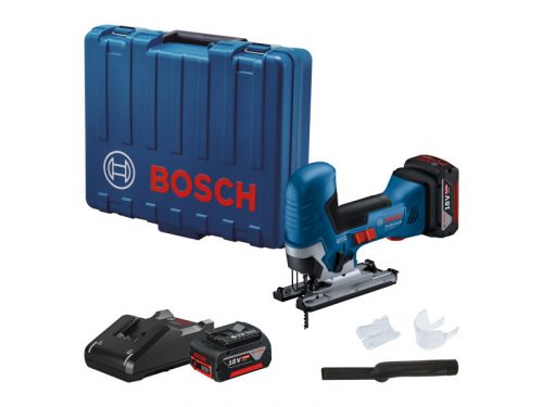 BOSCH Akkus dekopírfűrész GST 185-LI marokfogantyús, kofferben (2 x 4,0 Ah + gyorstöltő)