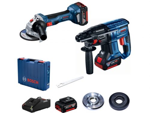 BOSCH Akkus sarokcsiszoló GWS 180-LI + Akkus fúrókalapács GBH 180-LI (2 x 4,0 Ah + töltő) XL BOXX