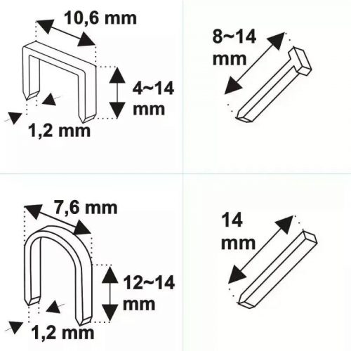 Kárpitos tűzőgép multifunkciós, 4in1, 6-14mm, állítható nyomás, kapocsvastagság 1,2mm