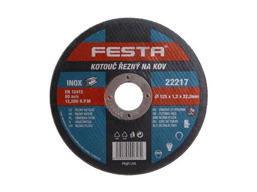 FESTA Vágókorong fémre 125 x 1,2 x 22,2 mm inox