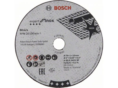 BOSCH Vágókorong fémre 76 x 1,0 x 10 mm egyenes Expert for Inox (5 db/cs)