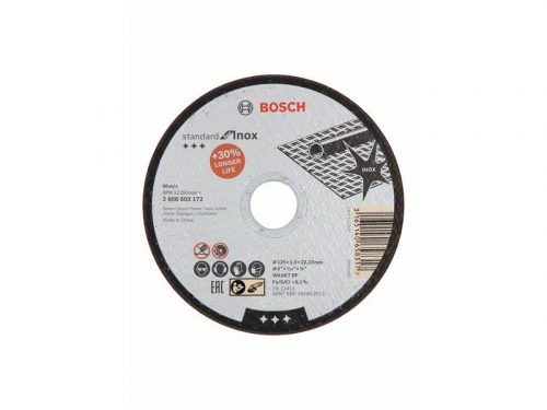 BOSCH Vágókorong fémre 125 x 1,6 x 22,2 mm egyenes inox WA 60 T BF