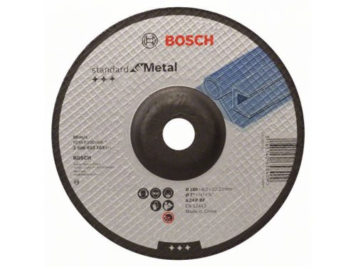 BOSCH Tisztítókorong fémre 180 x 6,0 x 22,2 mm hajlított Standard for Metal A 24 P BF