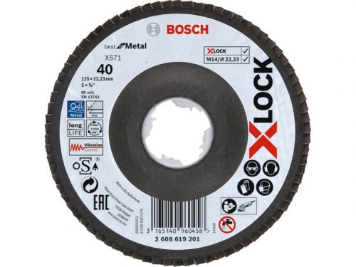 BOSCH Lamellás csiszolókorong kúpos 125 x 22,2 / P40 X571 X-LOCK