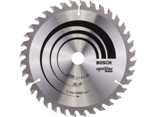 BOSCH Fűrésztárcsa fához 190 x 20/16 x 2,6 mm / 36T Optiline Wood ATB