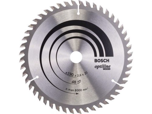 BOSCH Fűrésztárcsa fához 190 x 20/16 x 2,6 mm / 48T Optiline Wood ATB