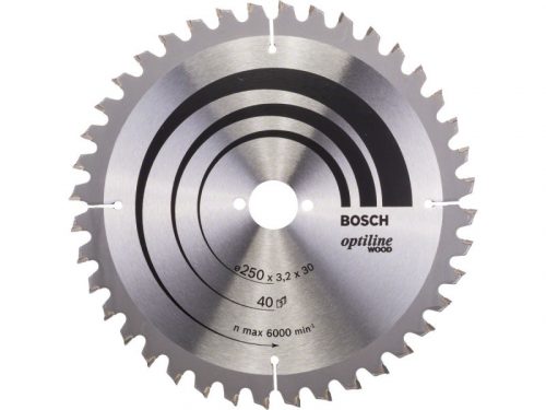 BOSCH Fűrésztárcsa fához 250 x 30 x 3,2 mm / 40T Optiline Wood ATB / N