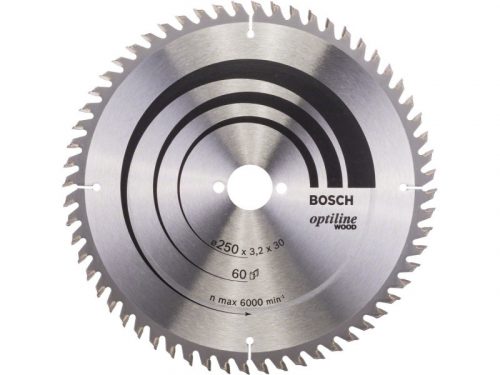 BOSCH Fűrésztárcsa fához 250 x 30 x 3,2 mm / 60T Optiline Wood ATB / KW