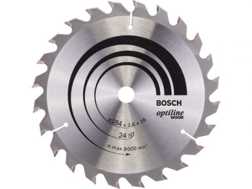 BOSCH Fűrésztárcsa fához 184 x 16 x 2,6 mm / 24T Optiline Wood ATB