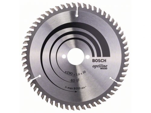 BOSCH Fűrésztárcsa fához 190 x 30 x 2,6 mm / 60T Optiline Wood ATB