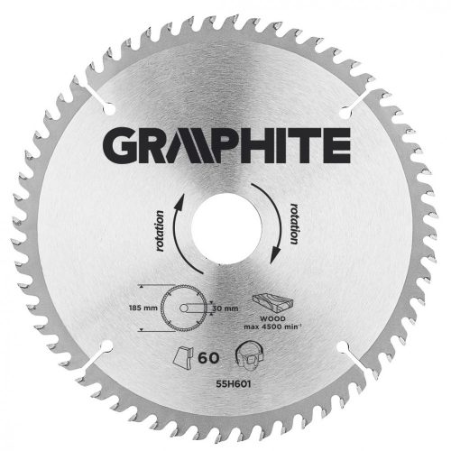 GRAPHITE Körfűrészlap, keményfém, 185x30mm, 60 fog