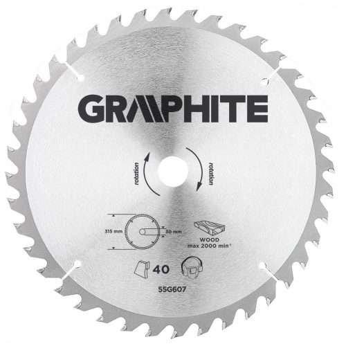 GRAPHITE Körfűrészlap, keményfém, 315x30mm, 40 fog