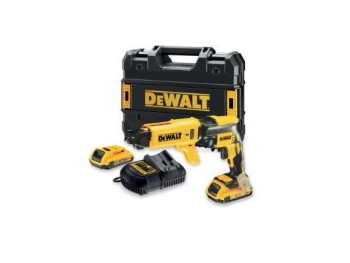 DEWALT Akkus gipszkarton csavarbehajtó + tár 18 V szénkefe nélküli (2x2 Ah+töltő+TSTAK) DCF620D2K