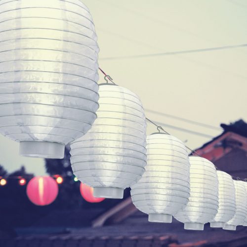 Szolár lampion - fehér - hidegfehér LED - 21 cm