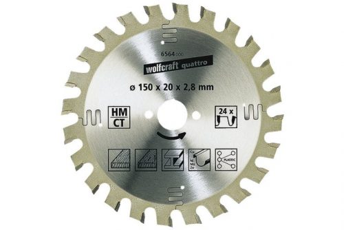 WOLFCRAFT - Kézi körfűrészlapok, bíborvörös sorozat (közepesen durva vágások) 160×16mm Z24