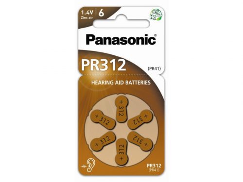 PANASONIC PR312 cink-levegő hallókészülék elem 6 db/cs