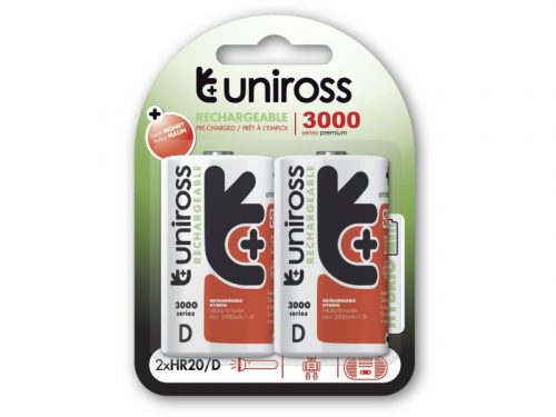 UNIROSS D/góliát akkumulátor 1,2 V 3000 mAh (2 db/cs)