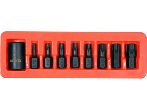 YATO Gépi torx bit készlet 9 részes 1/2" T30-T70 dugókulcs adapterrel