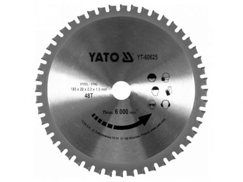 Fűrésztárcsa fémhez 185 x 20 x x 1,5 mm / 48T YATO