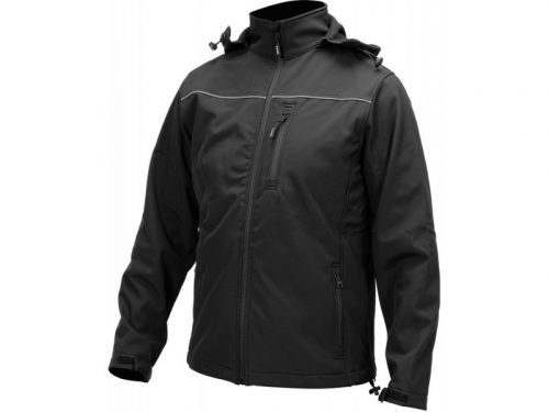 YATO Munkavédelmi softshell kabát kapucnival fekete XL-es méret 3 zsebes